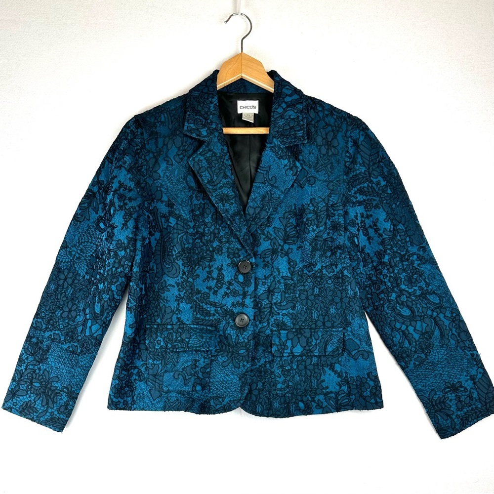 Chico's Lace Floral Blazer Office Party
